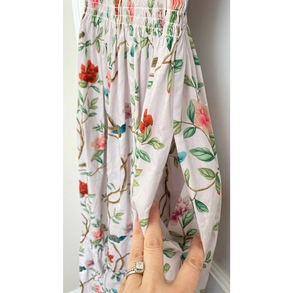 Hill House Home Smocked Louisa Nap Midi Dress Diane Pink Floral Garden Print M - Picture 7 of 11